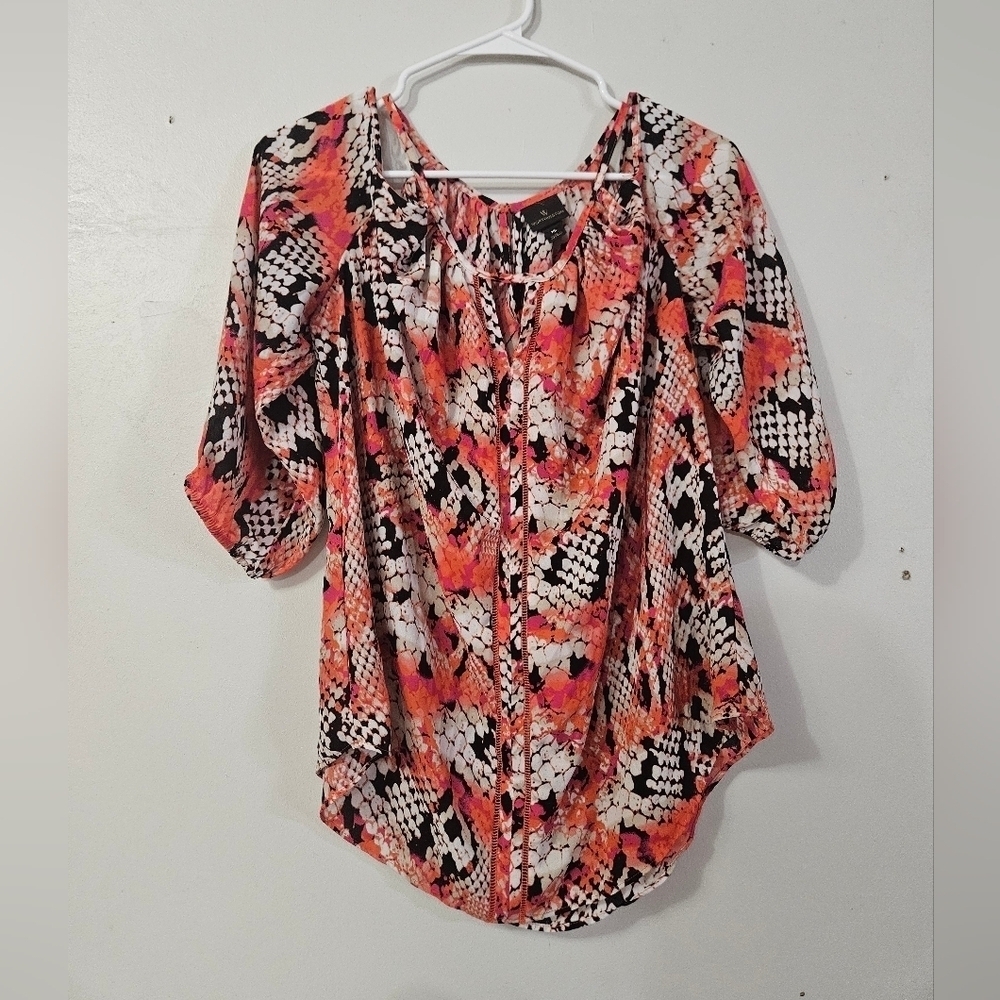 Worthington Cold Shoulder Snake Skin Print Blouse!